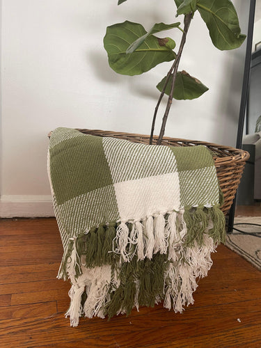 Buffalo Check Sage Afghan AF510009 - The Fox Decor